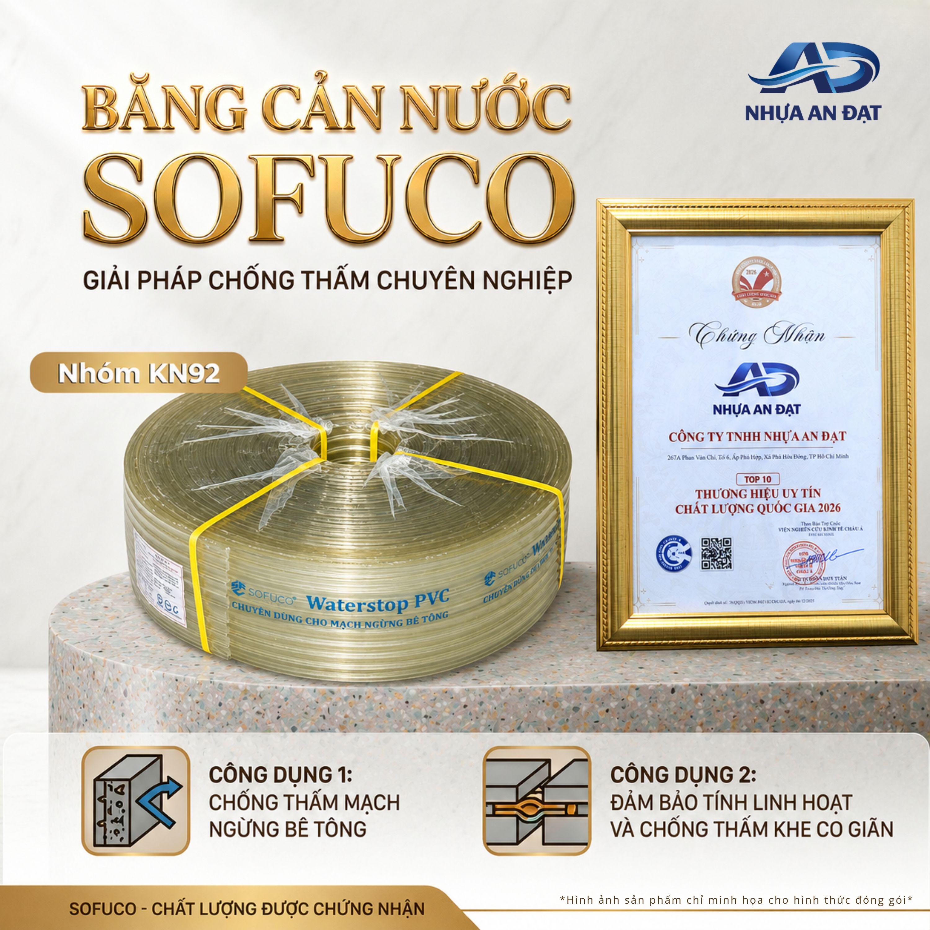 Sản xuất băng cản nước PVC loại KN92 SOFUCO